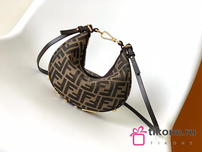 Fendi Fendigraphy Mini Brown FF Jacquard Fabric Mini Bag - 20x13x7.5cm - 1