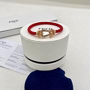 Fred Force 10 Bracelet 18k Yellow Gold and Diamonds Large Model Red - 3