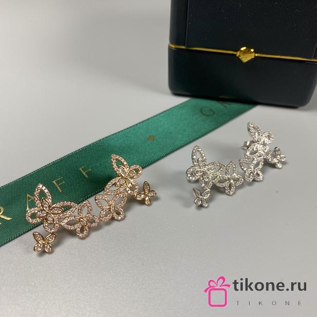 Graff Triple Butterfly Silhouette Diamond Earrings White/ Rose Gold - 1