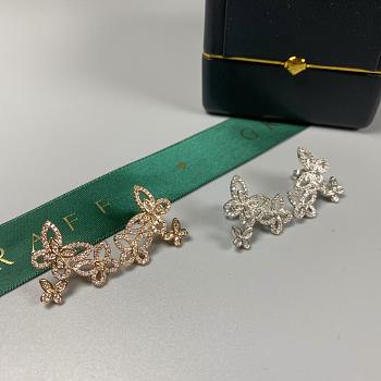 Graff Triple Butterfly Silhouette Diamond Earrings White/ Rose Gold