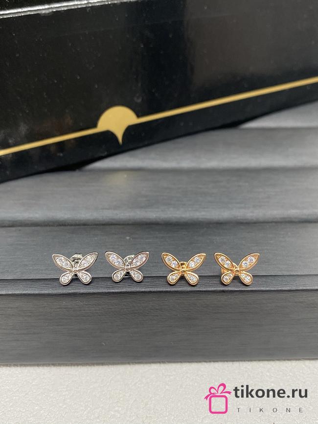 Graff Pave Butterfly Diamond Petite Stud Earrings White/ Rose Gold - 1