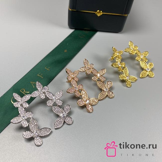 Graff Triple Pave Butterfly Diamond Drop Earrings - 1