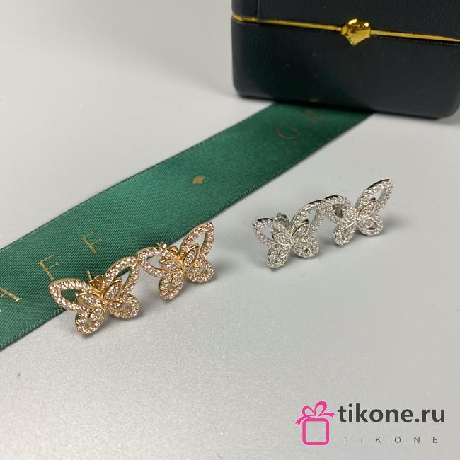 Graff Butterfly Silhouette Diamond Mini Stud Earrings White/ Rose Gold - 1