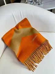 Hermes Chevron Scarf Cashmere Casaque Diamant Orange and Tan 30x150 cm - 5