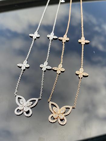 Graff Multi Butterfly Silhouette Diamond Pendant White/ Rose Gold