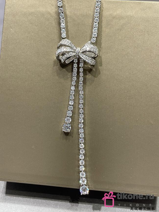 Graff Tilda’s Bow Double Strand Round Diamond Necklace White Gold - 1