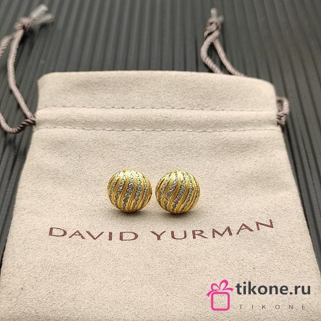 David Yurman Sculpted Cable Stud Earrings 18K Yellow/ White Gold with Diamonds 14mm - 1