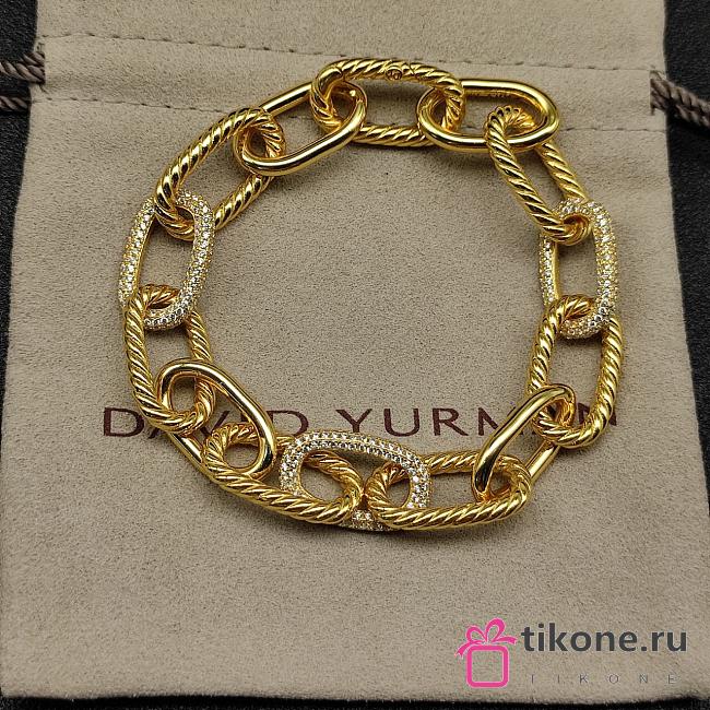 David Yurman DY Madison Chain Bracelet 18K Yellow/ White Gold with Diamonds 11mm - 1