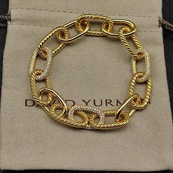 David Yurman DY Madison Chain Bracelet 18K Yellow/ White Gold with Diamonds 11mm