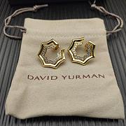 David Yurman Zig Zag Stax Two Row Hoop Earrings Yellow/ White Gold with Diamonds 27mm - 1