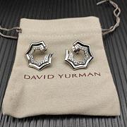David Yurman Zig Zag Stax Two Row Hoop Earrings Yellow/ White Gold with Diamonds 27mm - 4