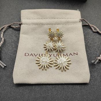 David Yurman Starburst Triple Drop Earrings 18K Yellow/ White Gold with Diamonds 51mm