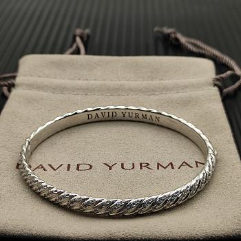 David Yurman Sculpted Cable Bangle Bracelet 18K White Gold with Diamonds 6.2mm