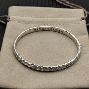 David Yurman Sculpted Cable Bangle Bracelet 18K White Gold with Diamonds 6.2mm - 2