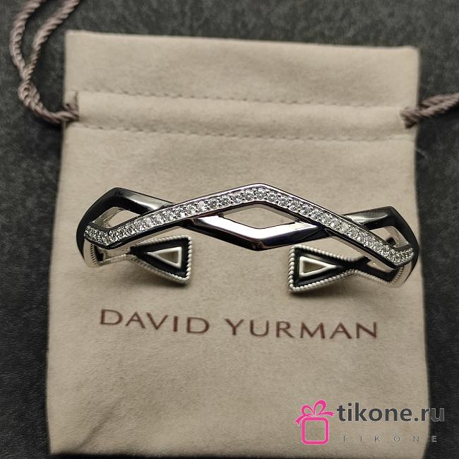 David Yurman Zig Zag Stax Cuff Bracelet 18K Yellow/ White Gold with Diamonds 13mm - 1