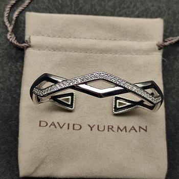 David Yurman Zig Zag Stax Cuff Bracelet 18K Yellow/ White Gold with Diamonds 13mm