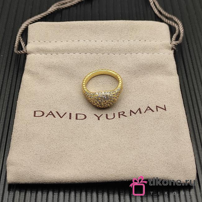 David Yurman Sculpted Cable Pinky Ring 18K Yellow Gold with Diamonds 13mm - 1