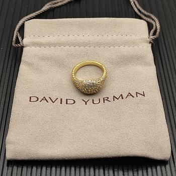 David Yurman Sculpted Cable Pinky Ring 18K Yellow Gold with Diamonds 13mm