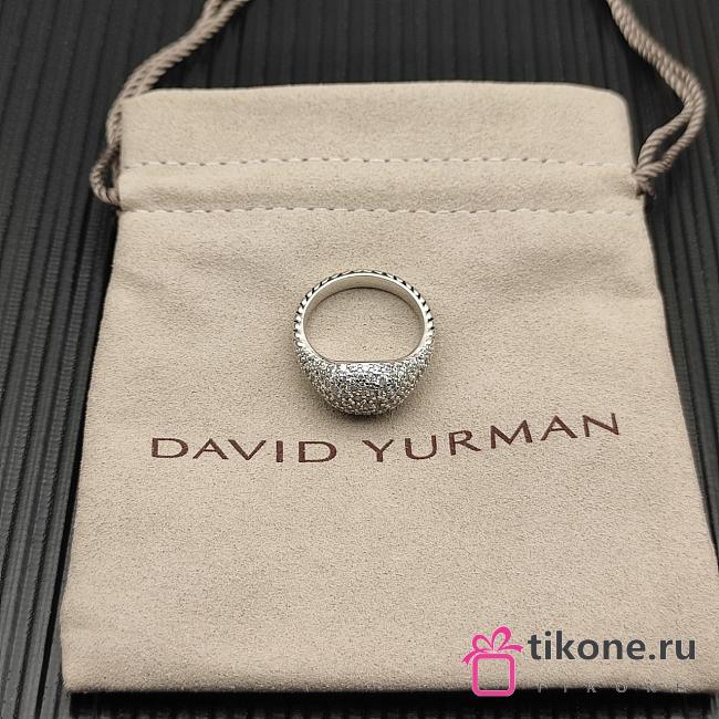 David Yurman Sculpted Cable Pinky Ring 18K White Gold with Diamonds 13mm - 1