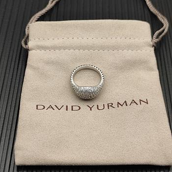 David Yurman Sculpted Cable Pinky Ring 18K White Gold with Diamonds 13mm