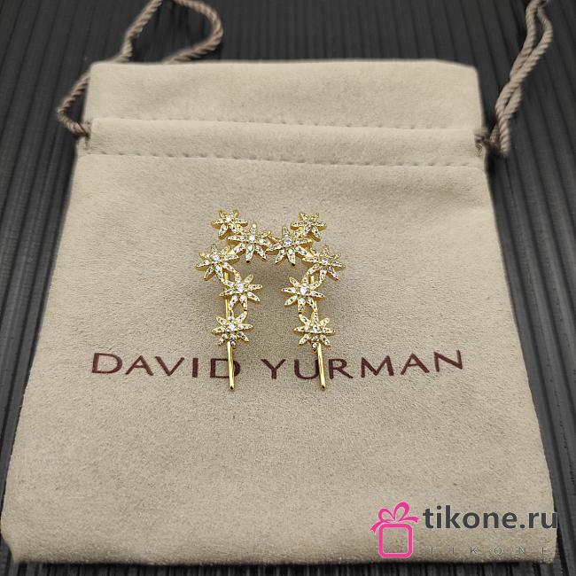 David Yurman Starburst Climber Earrings 18K Yellow/ White Gold with Diamonds 23mm - 1