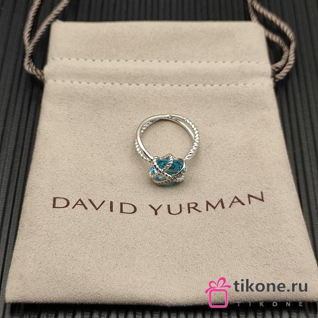 David Yurman Cable Wrap Ring Sterling Silver with Blue Topaz and Diamonds 11mm - 1
