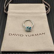 David Yurman Cable Wrap Ring Sterling Silver with Blue Topaz and Diamonds 11mm - 1