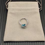 David Yurman Cable Wrap Ring Sterling Silver with Blue Topaz and Diamonds 11mm - 2