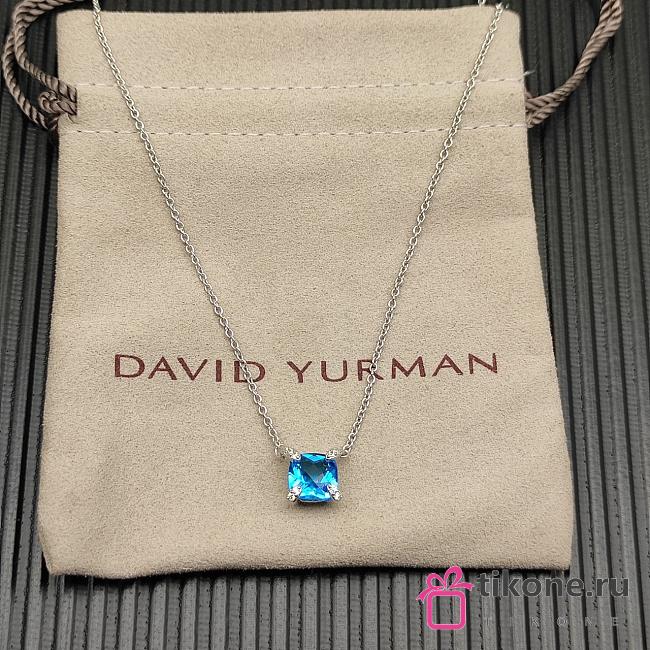 David Yurman Petite Chatelaine Pendant Necklace Sterling Silver with Blue Topaz and Diamonds 9mm - 1
