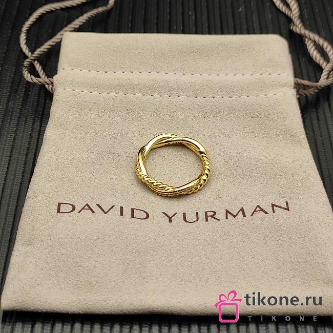 David Yurman Petite Infinity Band Ring 18K Yellow Gold with Diamonds 4mm - 1