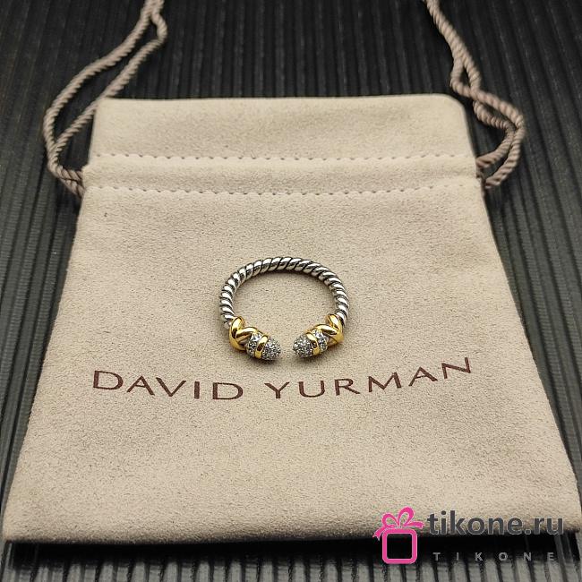 David Yurman Petite Helena Open Ring Sterling Silver with 18K Yellow Gold and Diamonds 2.5mm - 1