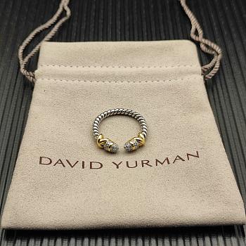 David Yurman Petite Helena Open Ring Sterling Silver with 18K Yellow Gold and Diamonds 2.5mm