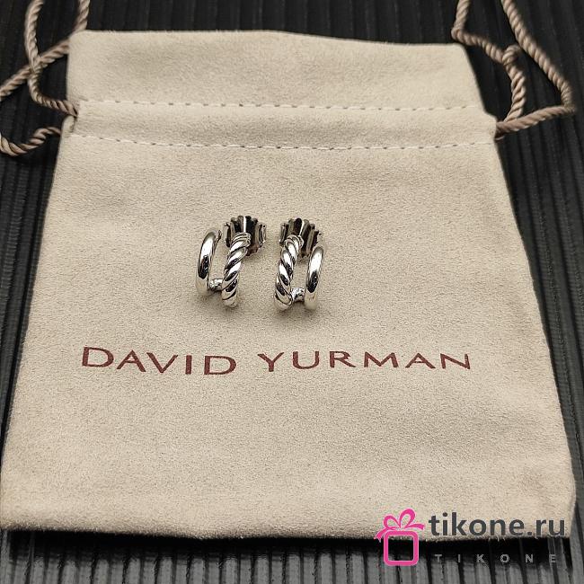 David Yurman DY Mercer Double Hoop Huggie Earrings Sterling Silver 13.5mm - 1