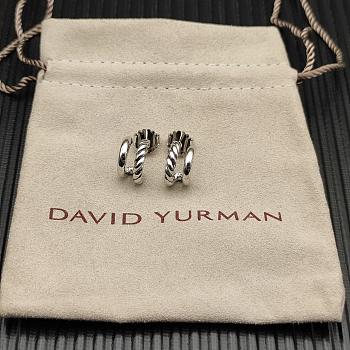 David Yurman DY Mercer Double Hoop Huggie Earrings Sterling Silver 13.5mm