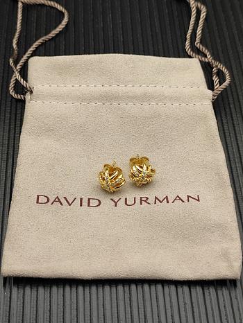 David Yurman Crossover Stud Earrings 18K Yellow Gold with Diamonds 11mm