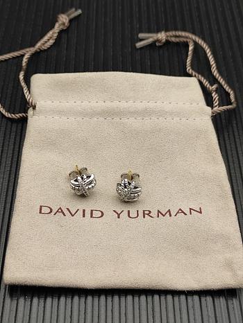 David Yurman Crossover Stud Earrings Sterling Silver with Diamonds 11mm