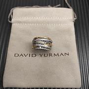 David Yurman Crossover Seven Row Ring Sterling Silver with 18K Yellow Gold and Diamonds 16mm - 1