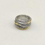 David Yurman Crossover Seven Row Ring Sterling Silver with 18K Yellow Gold and Diamonds 16mm - 4