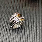 David Yurman Crossover Seven Row Ring Sterling Silver with 18K Yellow Gold and Diamonds 16mm - 2