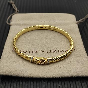 David Yurman Sculpted Cable Buckle Bracelet 18K Yellow/ White Gold with Diamonds 6.2mm