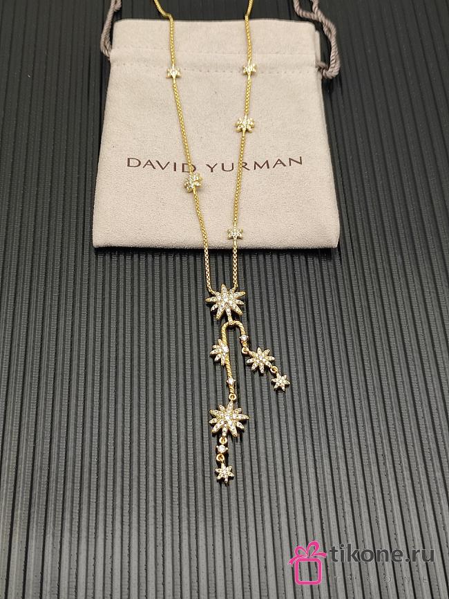David Yurman Starburst Cluster Necklace 18K Yellow Gold with Diamonds 66mm - 1