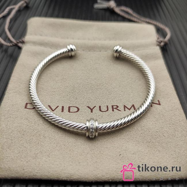 David Yurman Cable Flex Station Bracelet Sterling Silver with Diamonds 4mm - 1