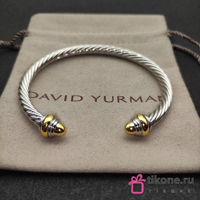 David Yurman Classic Cable Bracelet Sterling Silver with 14K Yellow Gold and Gold Domes 5mm - 1