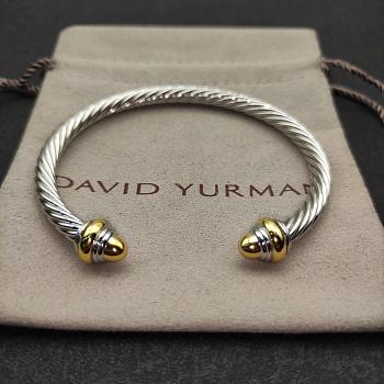 David Yurman Classic Cable Bracelet Sterling Silver with 14K Yellow Gold and Gold Domes 5mm
