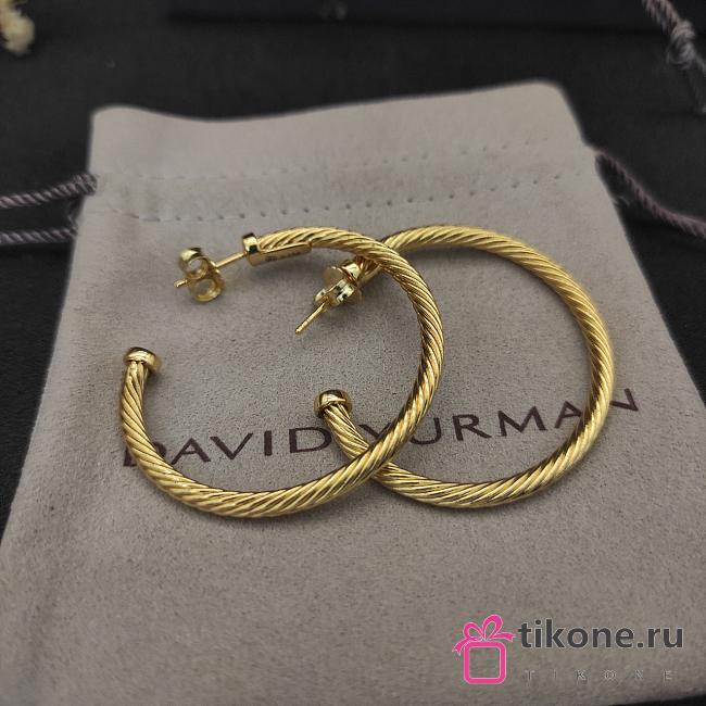 David Yurman Cable Hoop Earrings Yellow/ White Gold 2.5in - 1