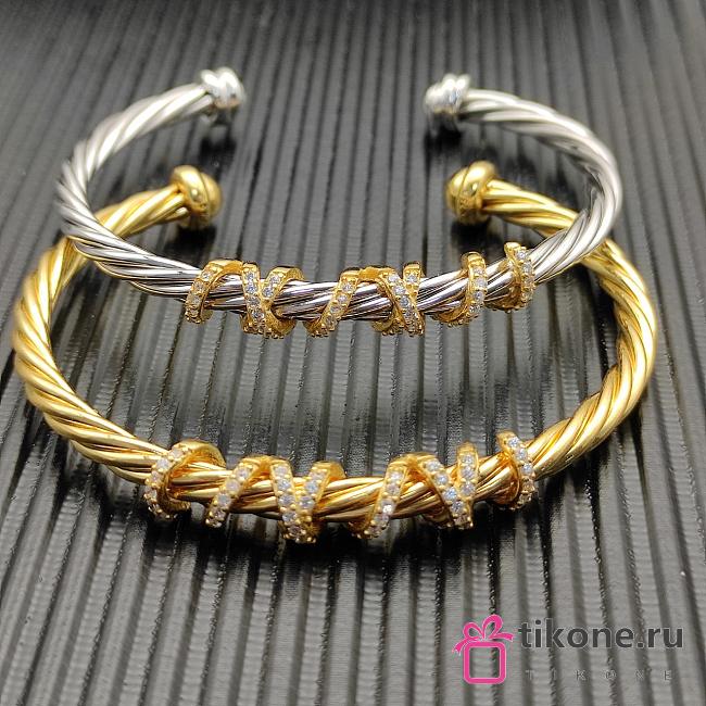 David Yurman Helena Center Station Bracelet Yellow/ White with 18K Yellow Gold and Diamonds 4mm - 1