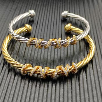 David Yurman Helena Center Station Bracelet Yellow/ White with 18K Yellow Gold and Diamonds 4mm