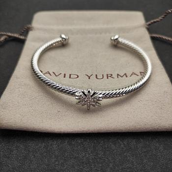 David Yurman Starburst Center Station Bracelet Sterling Silver with Diamonds 3mm