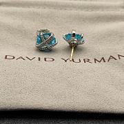 David Yurman Cable Wrap Stud Earrings Sterling Silver with Blue Topaz and Diamonds 11mm - 6