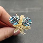 David Yurman Cable Wrap Stud Earrings Sterling Silver with Blue Topaz and Diamonds 11mm - 5